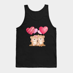 Cute Bears with Heart Balloons Tank Top